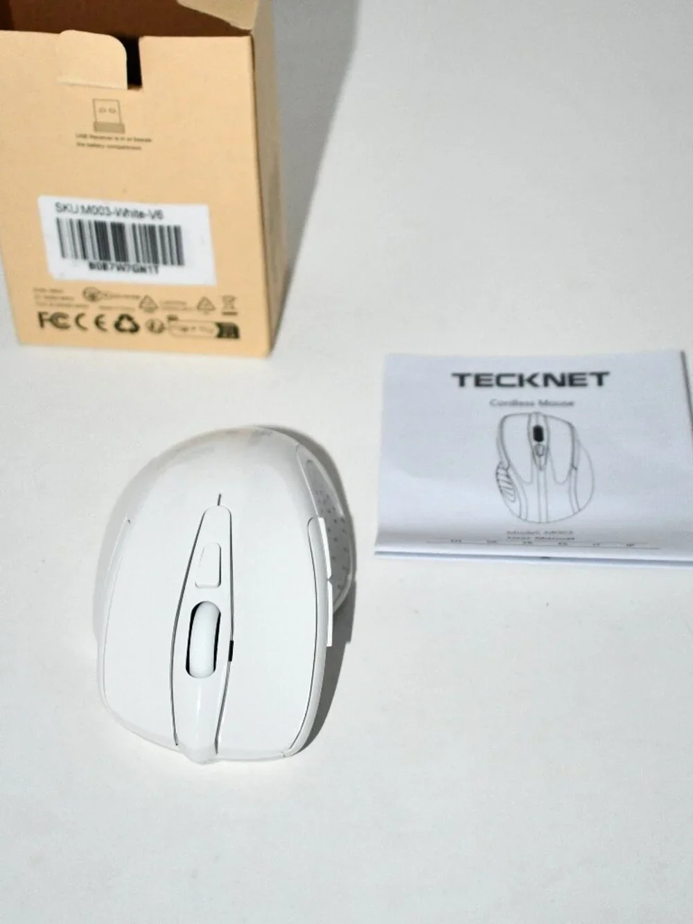 TECKNET Wireless Mouse Rechargeable, 2.4G, USB Receiver, 4800 DPI, White, NWT